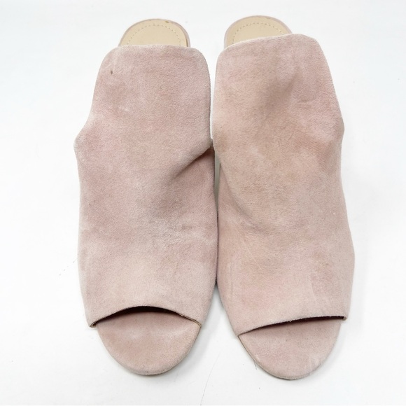 DKNY TAN SUEDE SLIP ON BLOCK HEEL MULES SANDALS WOMENS SZ 8.5 - Picture 6 of 6